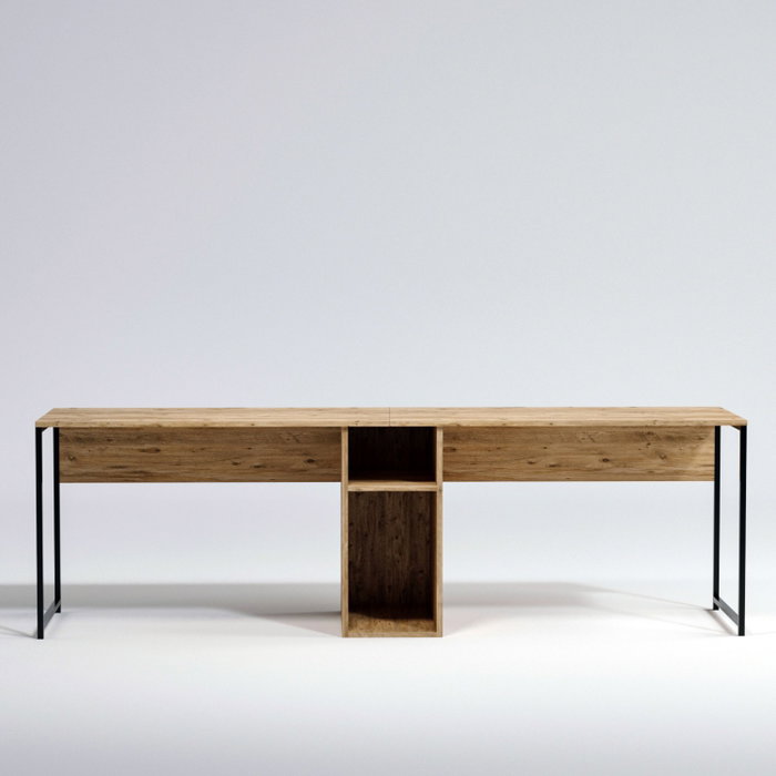 Hanah Home Mesa de Estudio L196 Roble Tablero Partículas Melamina 240x74x60 cm